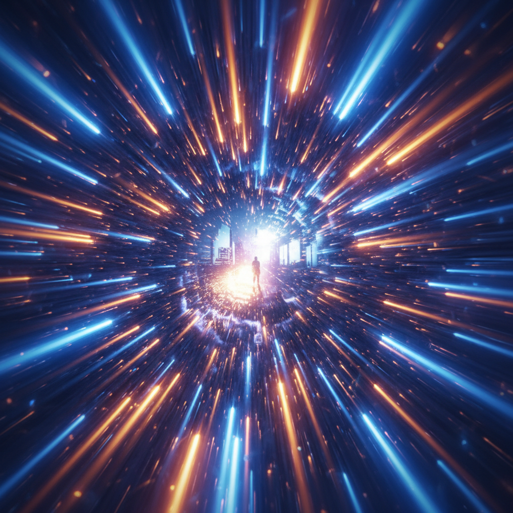 AI zoom transition dynamic energy fast burst speed tunnel VFX