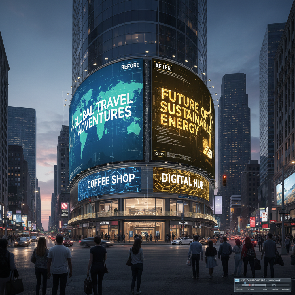 AI sign change text replacement billboard swap dynamic VFX editing