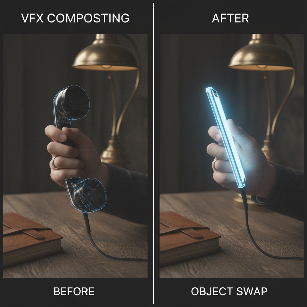 AI object swap item replacement seamless substitution VFX compositing