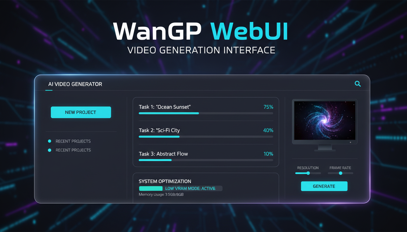 WanGP WebUI interface for AI video generation on budget GPUs