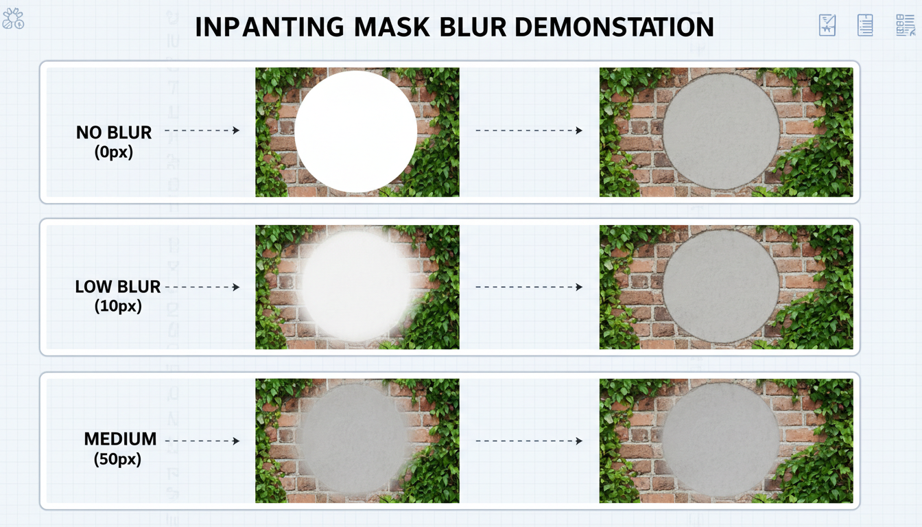 Inpainting mask blur demonstration