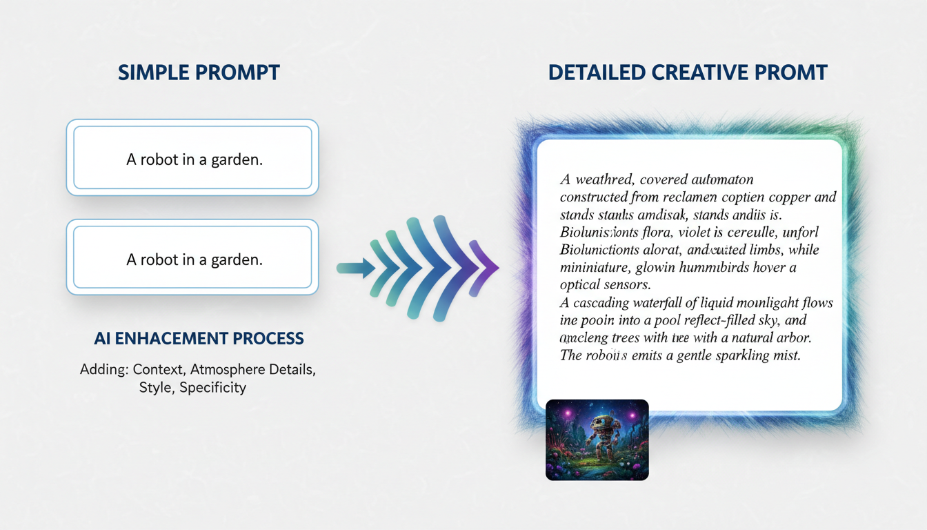 Prompt enhancement transforming simple text