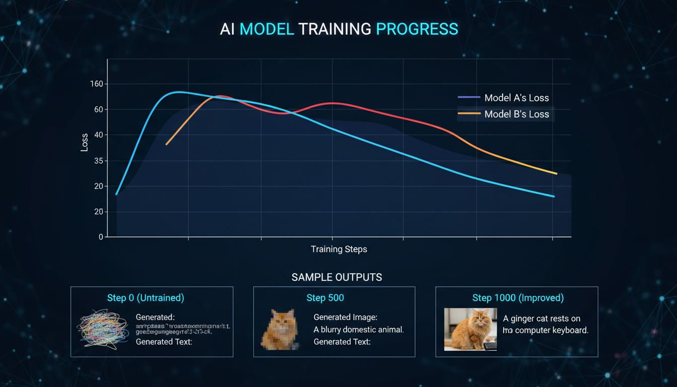 Training progress showing quality improvement over steps
