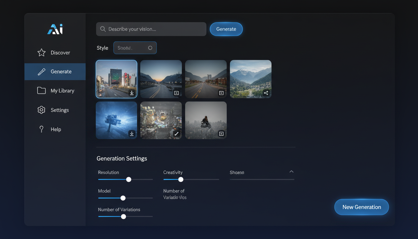 Modern AI platform dashboard interface