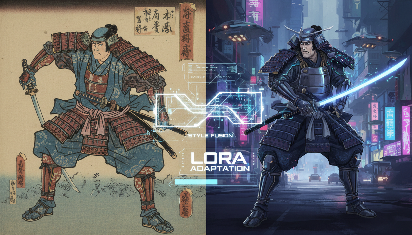 LoRA customization showing style transfer concepts