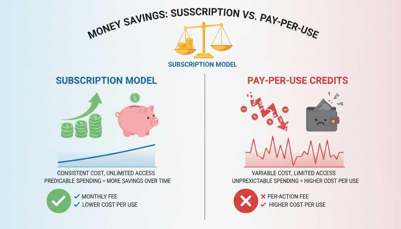 Subscription versus pay-per-use pricing comparison