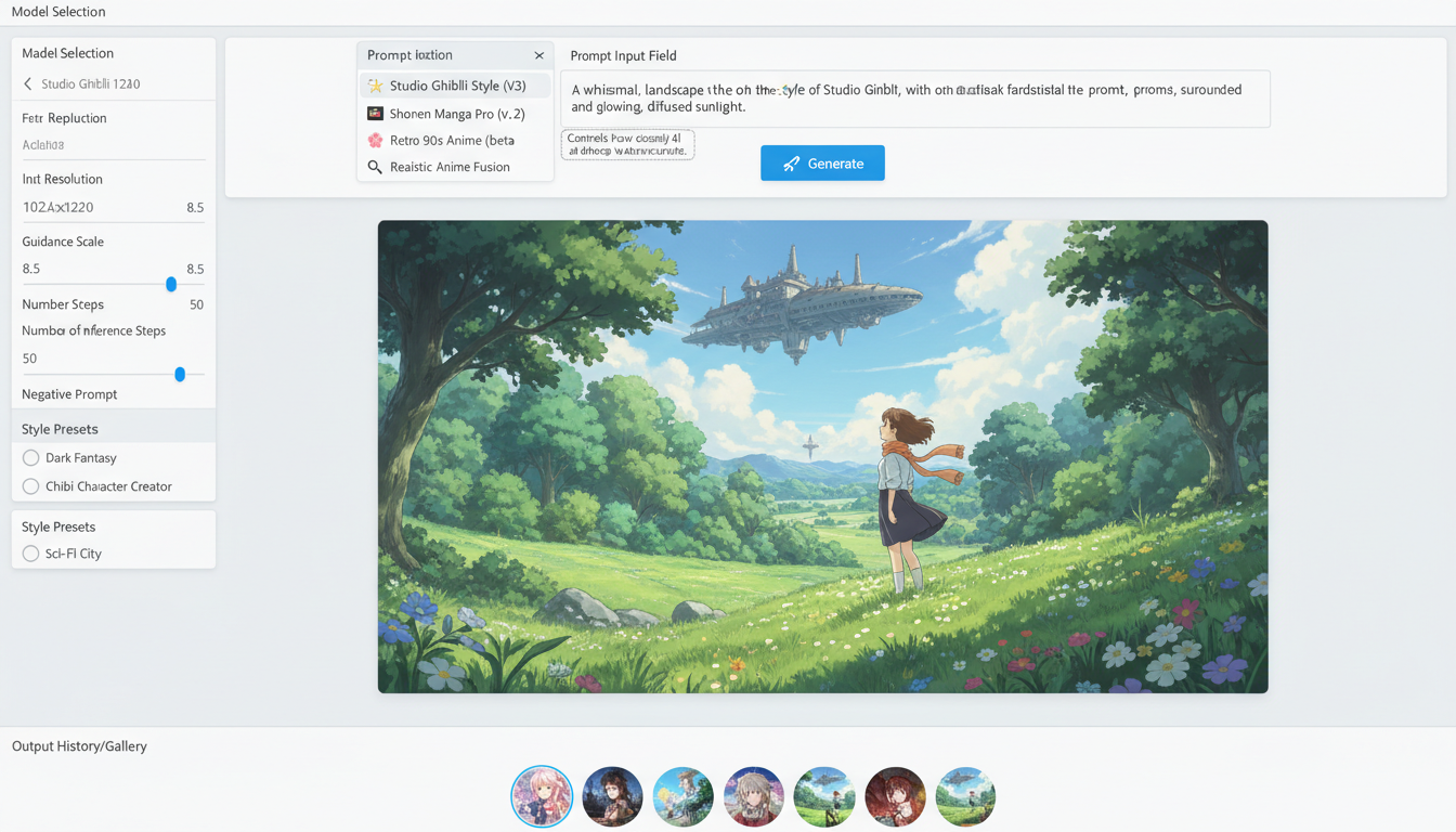 Anime art generation interface comparison