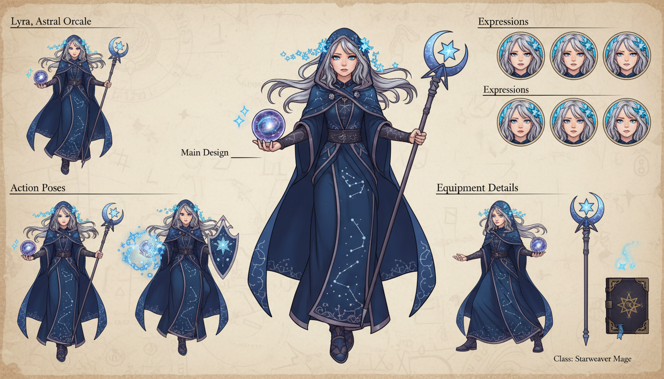 Game character design sheet