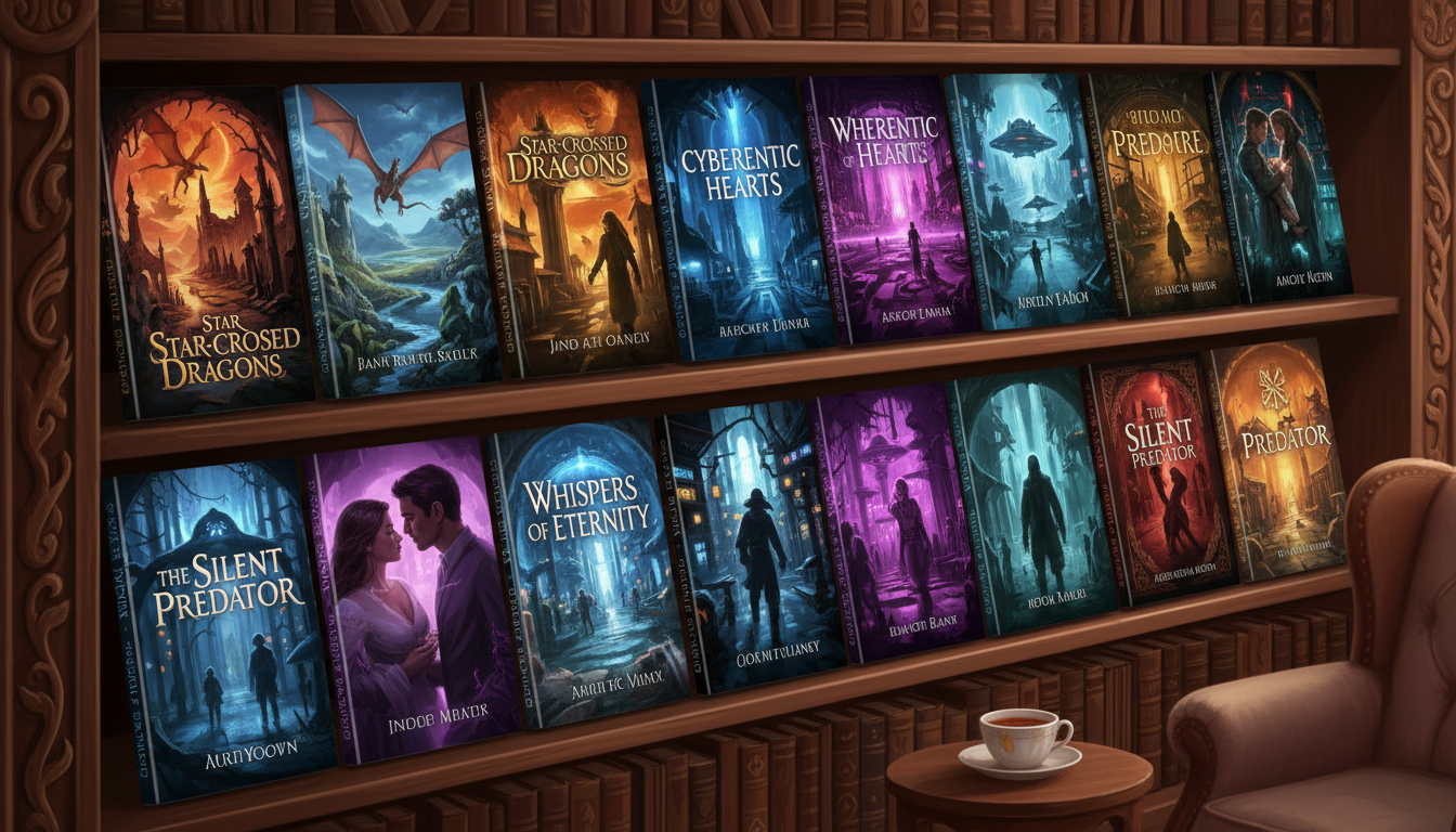 Professional AI-generated book covers across multiple genres