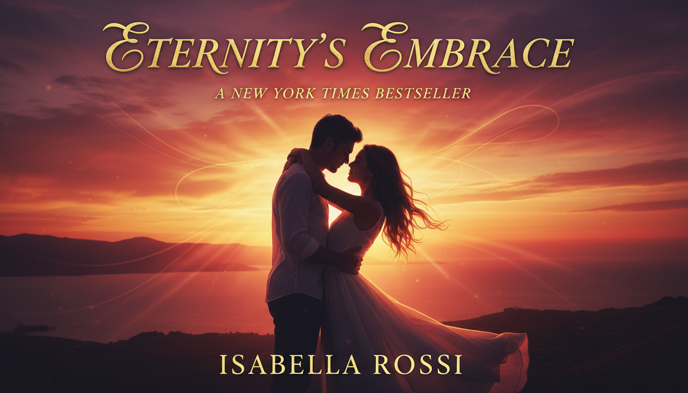 Thiết kế bìa sách phim lãng mạn với hình bóng hoàng hôn cảm xúc