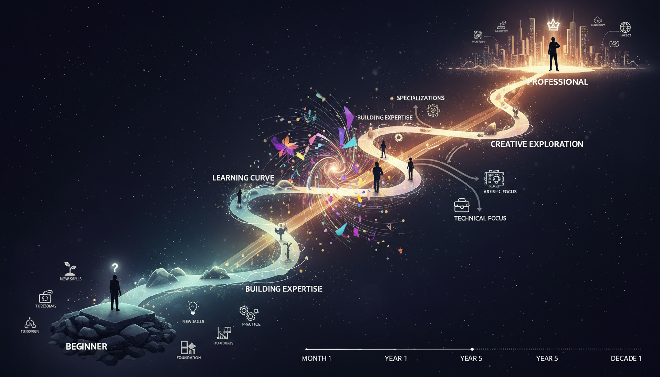 User journey from beginner to professional AI generation