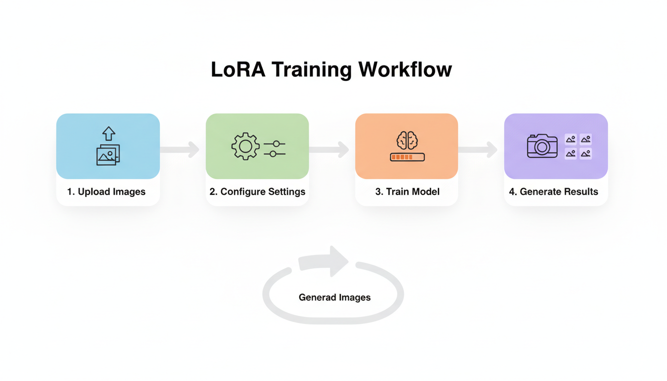 LoRA training workflow from upload to generation