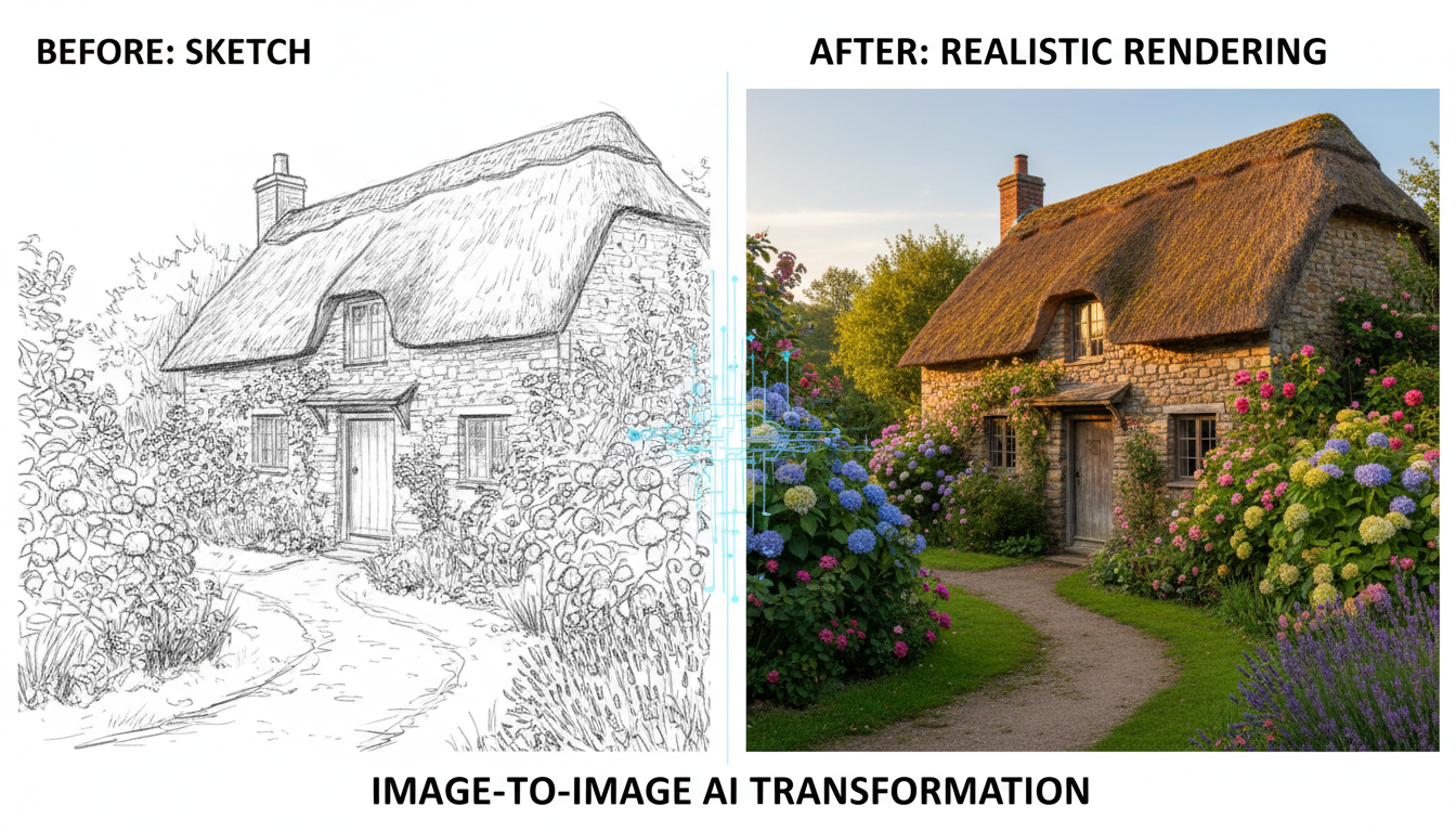 Before and after image-to-image transformation example