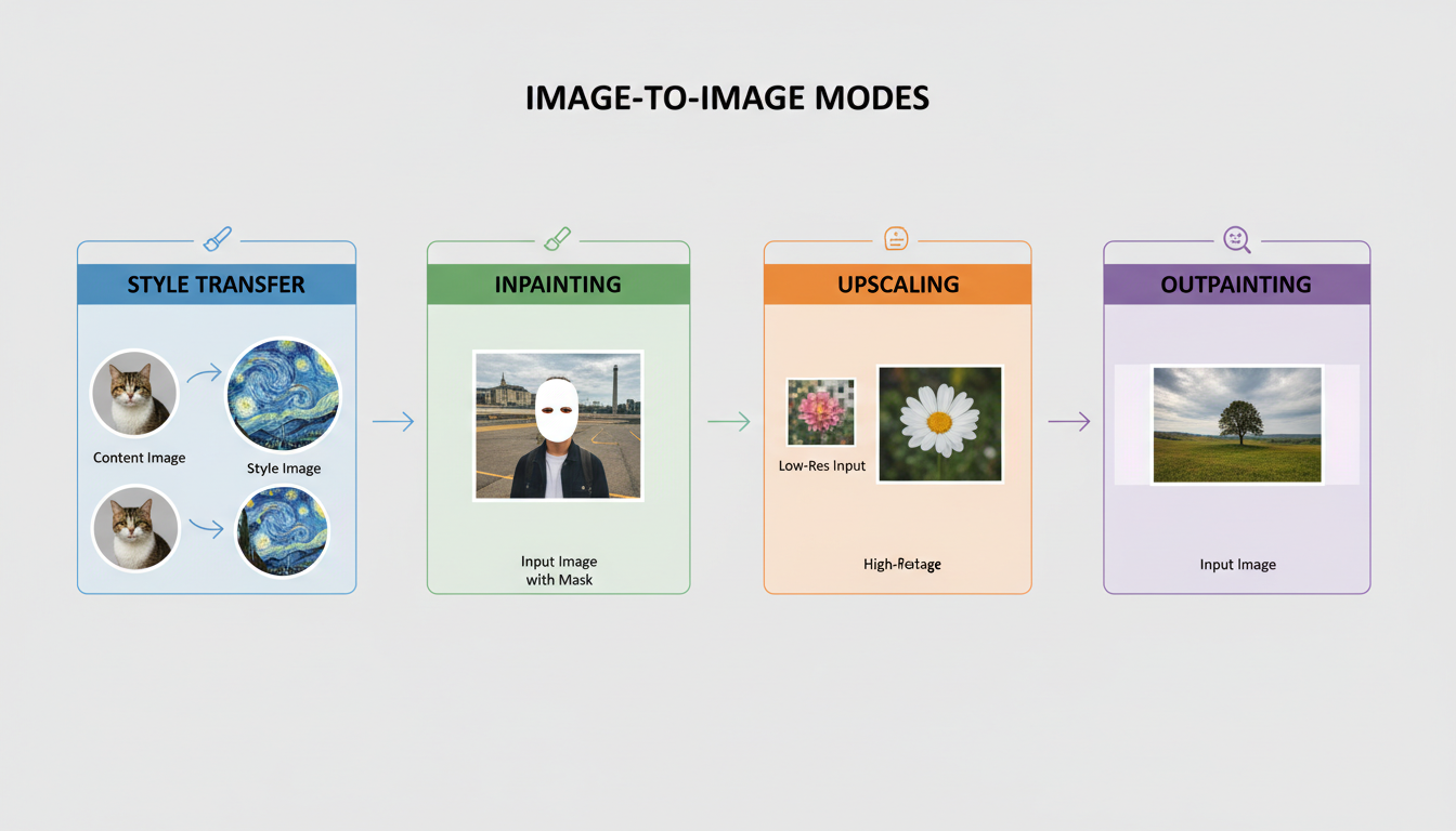Different image-to-image modes explained visually