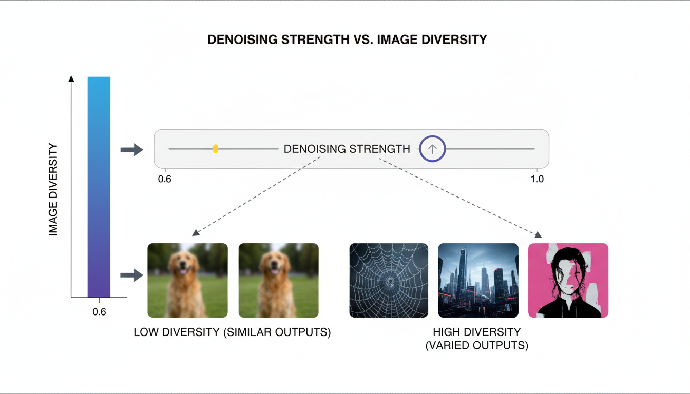 Denoising strength effect on diversity