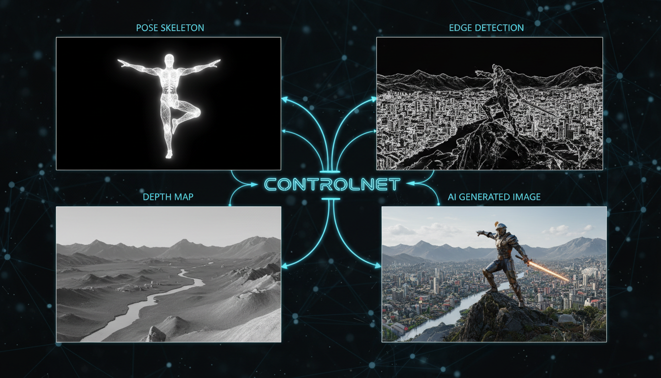 ControlNet concept visualization showing controlled AI generation
