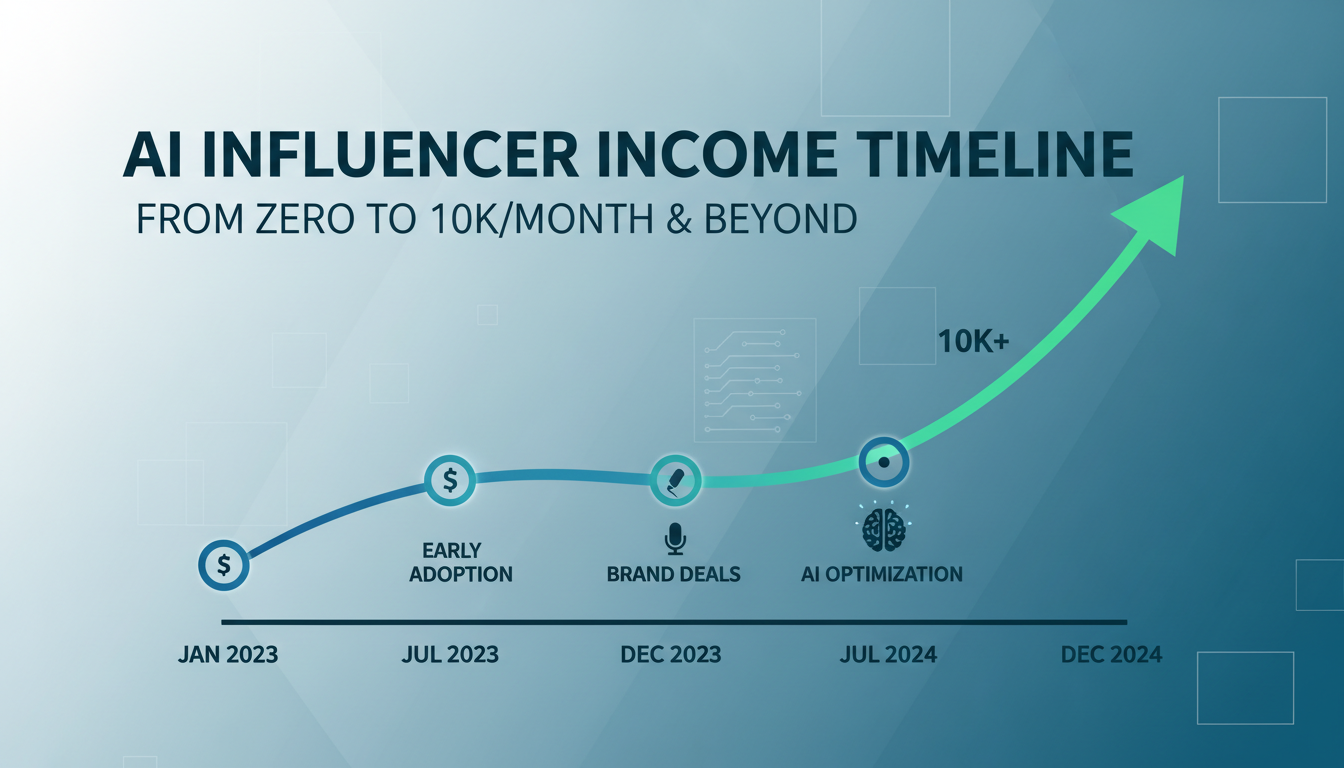 AI influencer income timeline from zero to 10K monthly