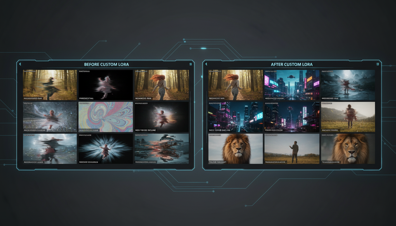 Before and after comparison of custom LoRA video generation