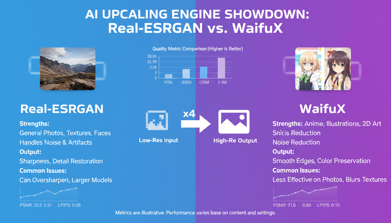 Real-ESRGAN vs Waifu2X engine comparison