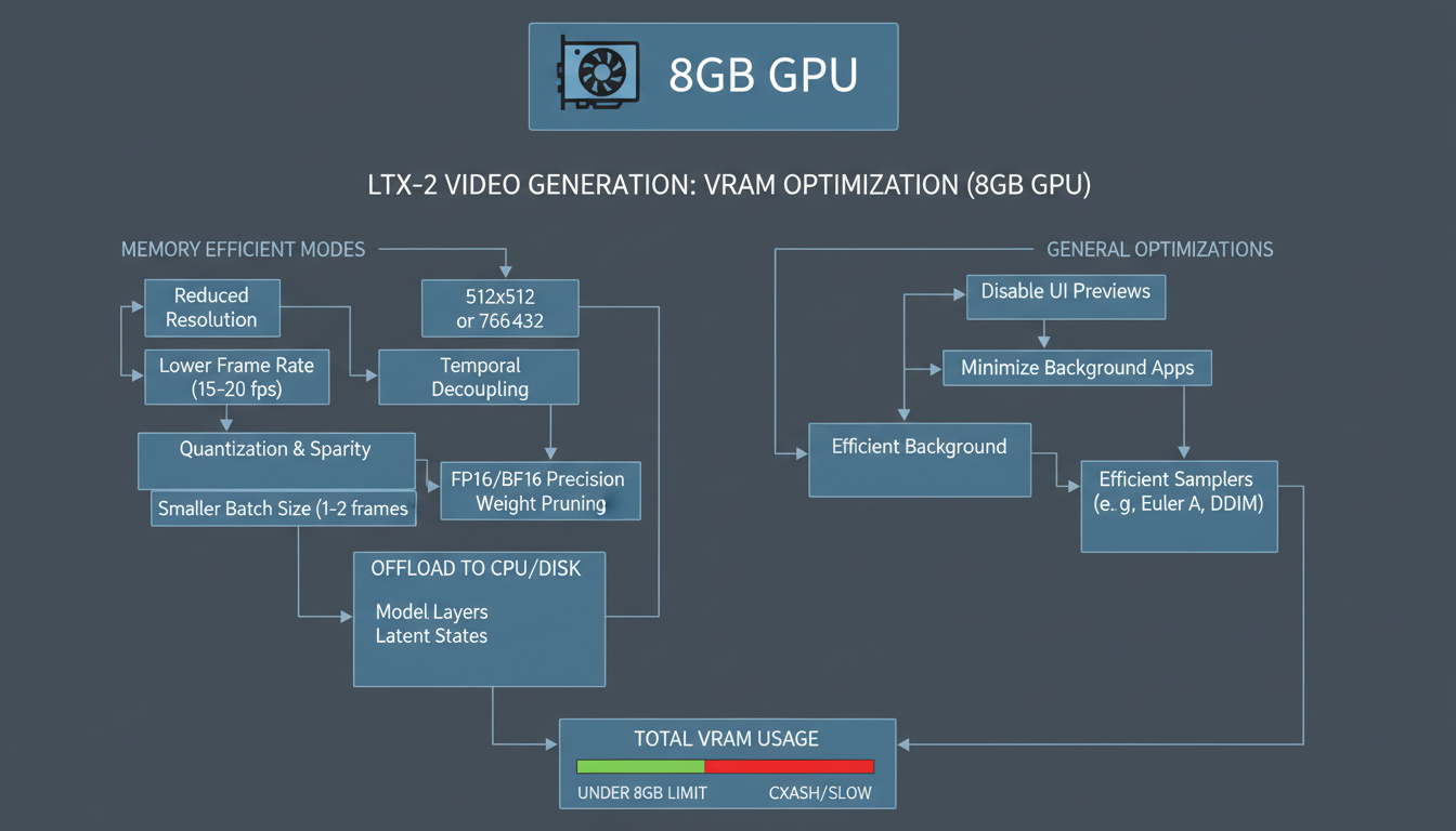 VRAM optimization settings for LTX-2 on 8GB GPU