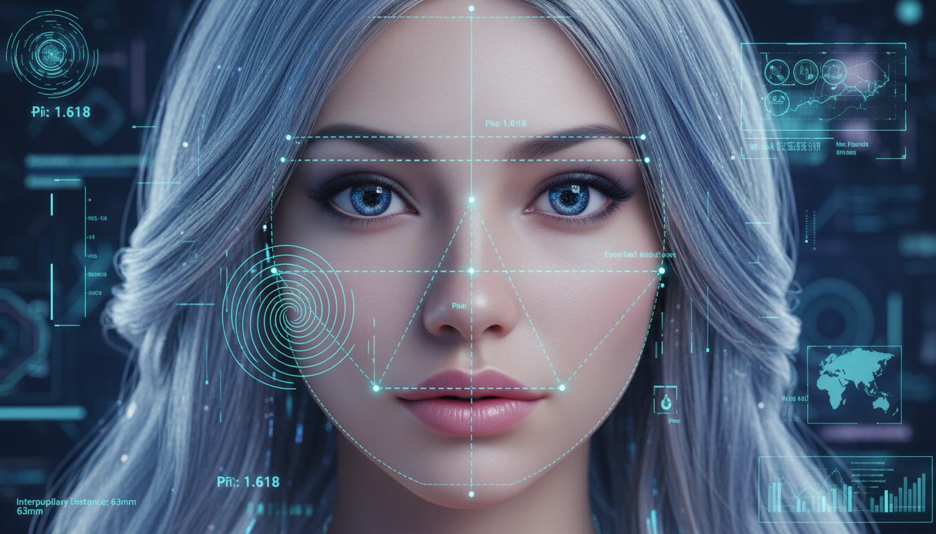 AI influencer face analysis showing ideal proportions and features