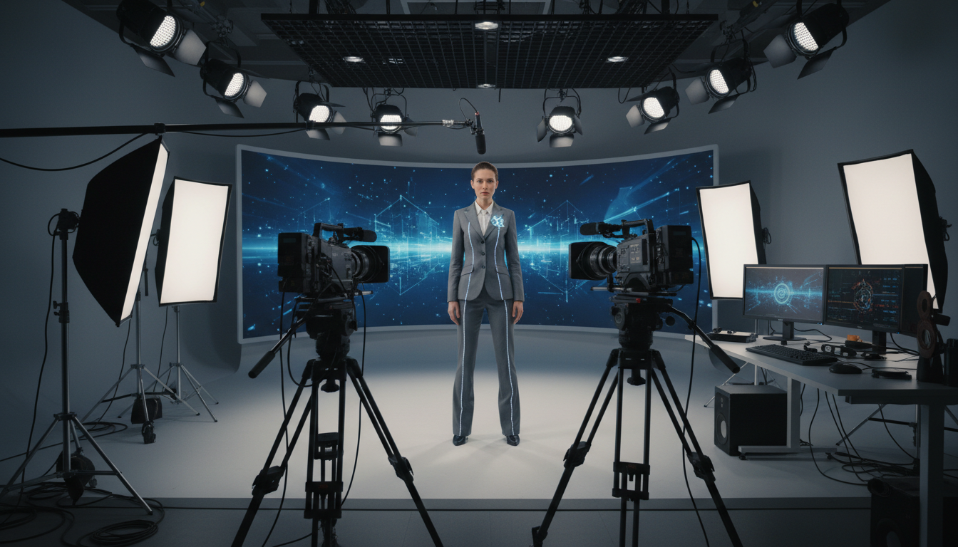 AI influencer in professional video studio setup