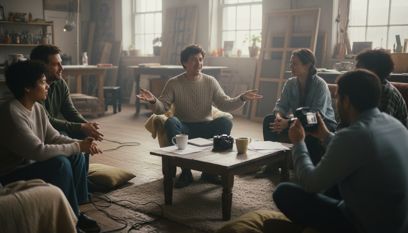 Behind the scenes content showing authentic casual storytelling