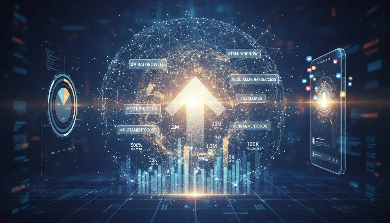 Viral social media growth with trending hashtags and engagement