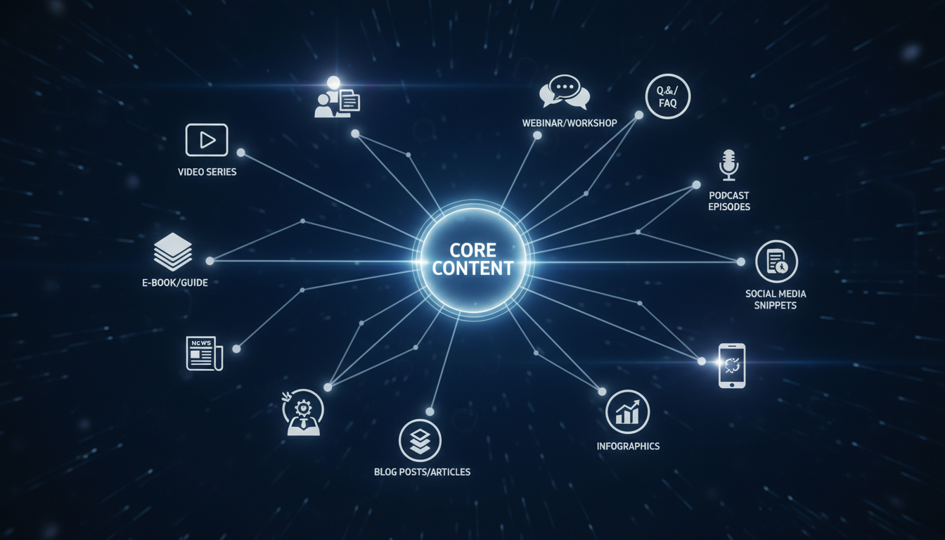 One piece of content branching into many different pieces