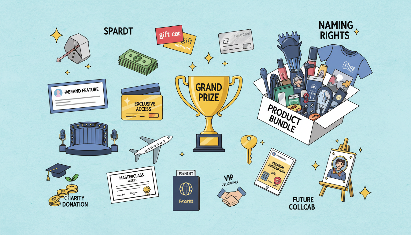 Prize selection and reward options for influencer contests