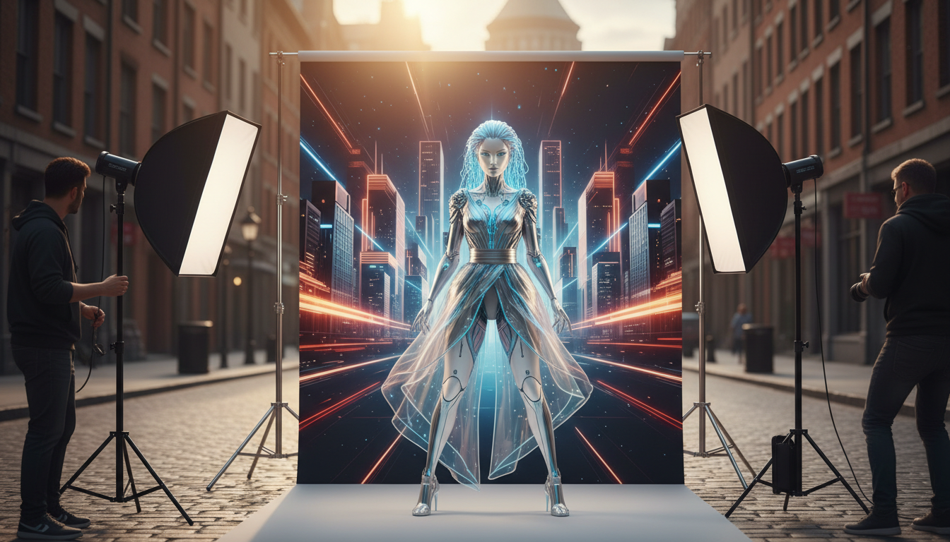 AI influencer in professional urban setting