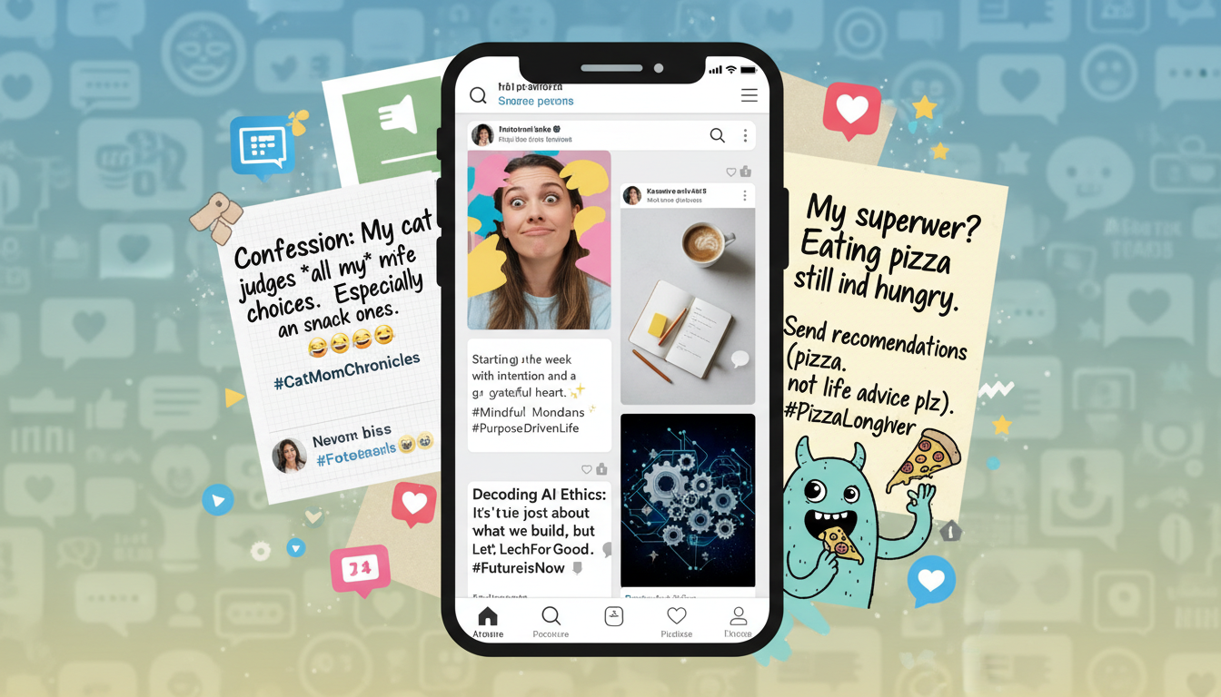 Social media captions showing authentic personality