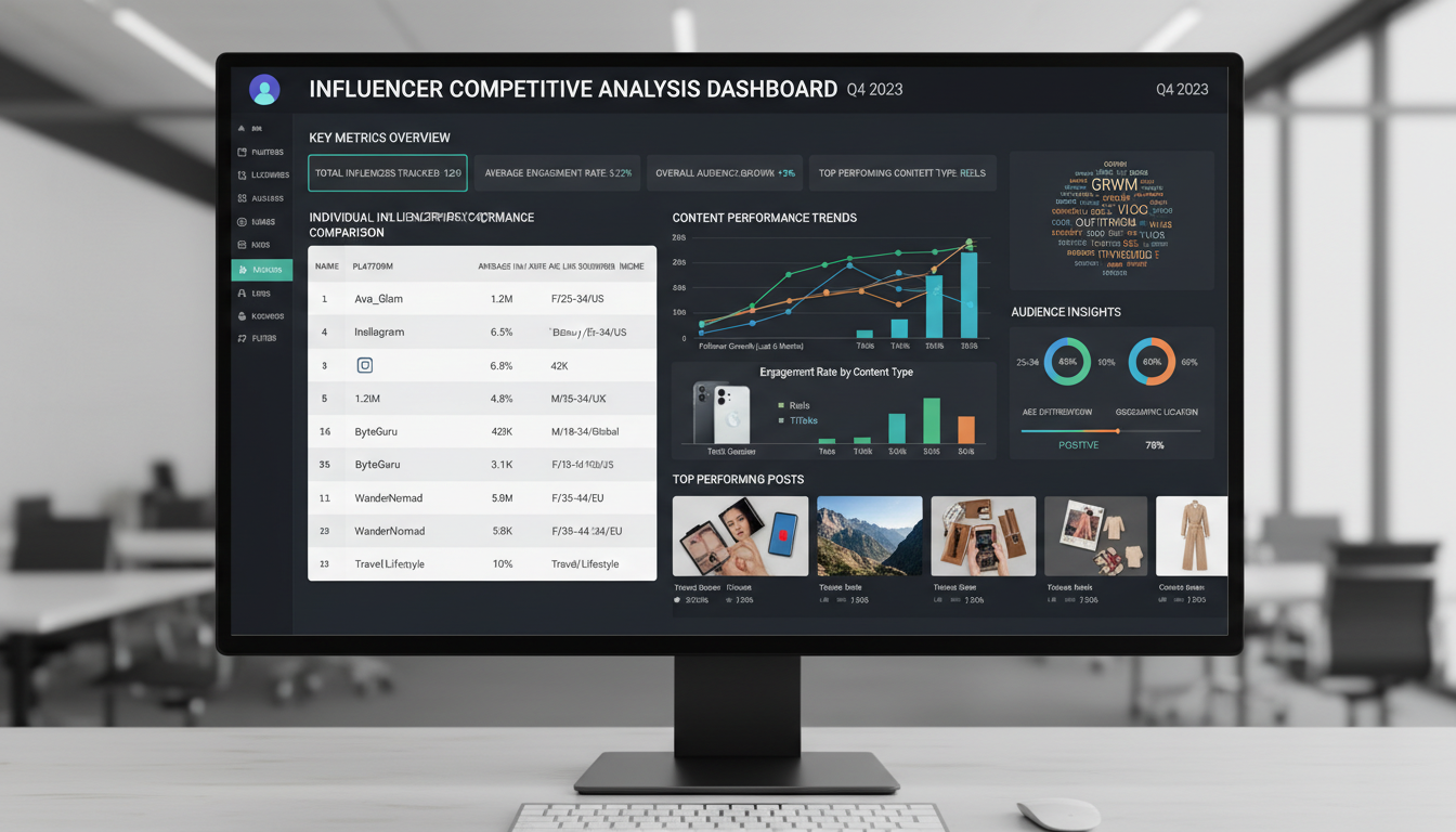 Competitive analysis dashboard for influencer accounts