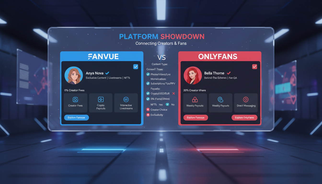 Fanvue vs OnlyFans platform comparison interface