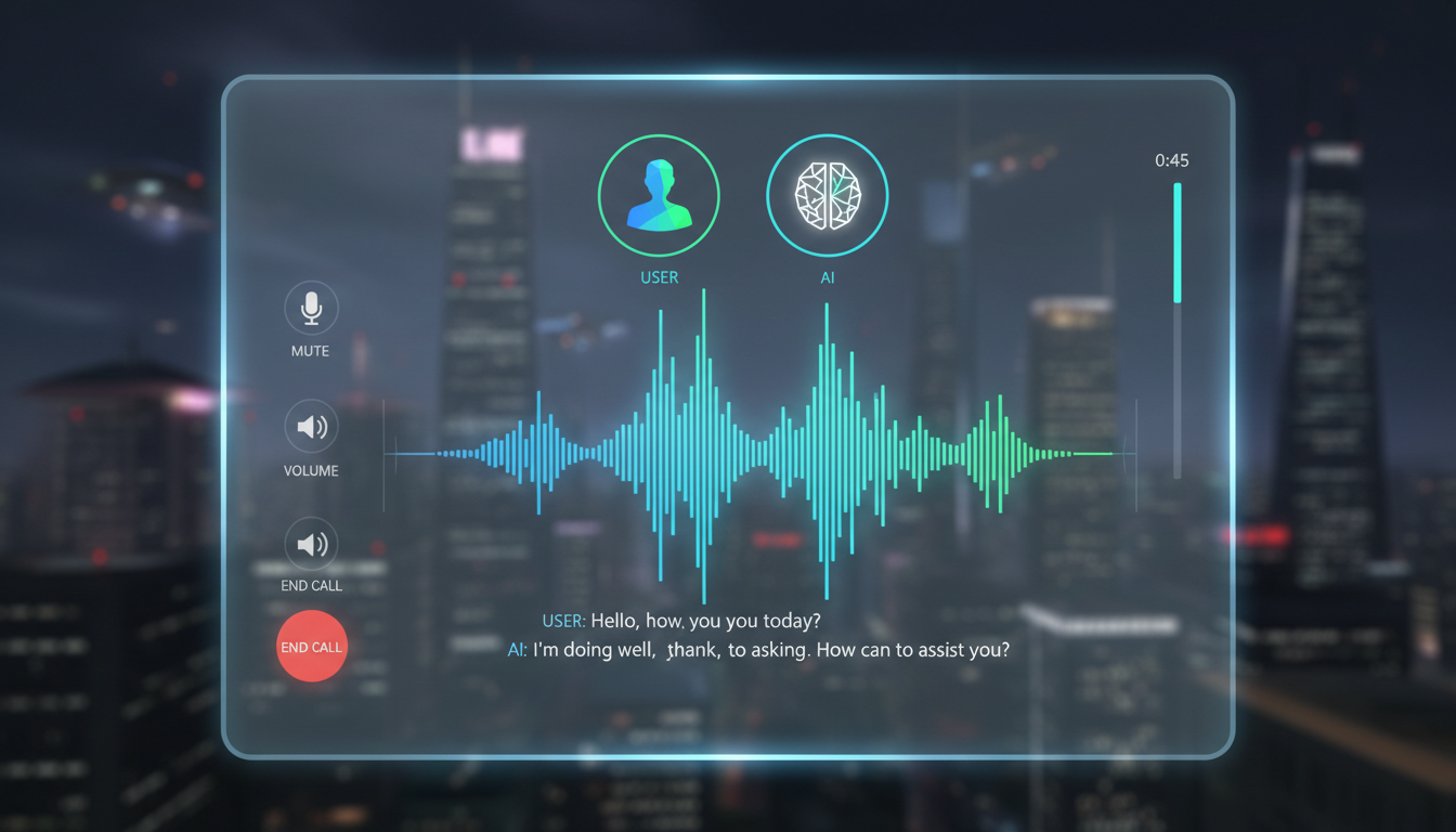 AI voice chat conversation interface with waveform