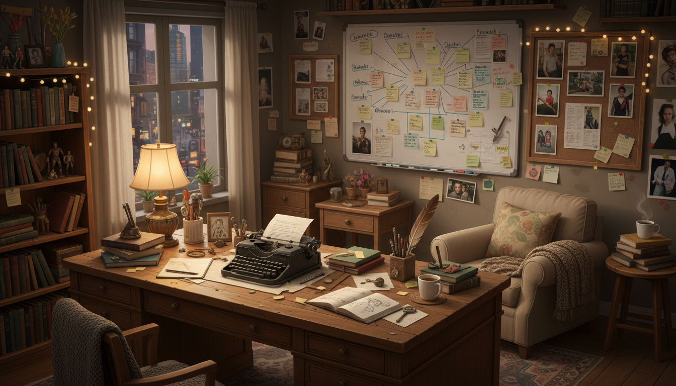 Writer character development creative workspace