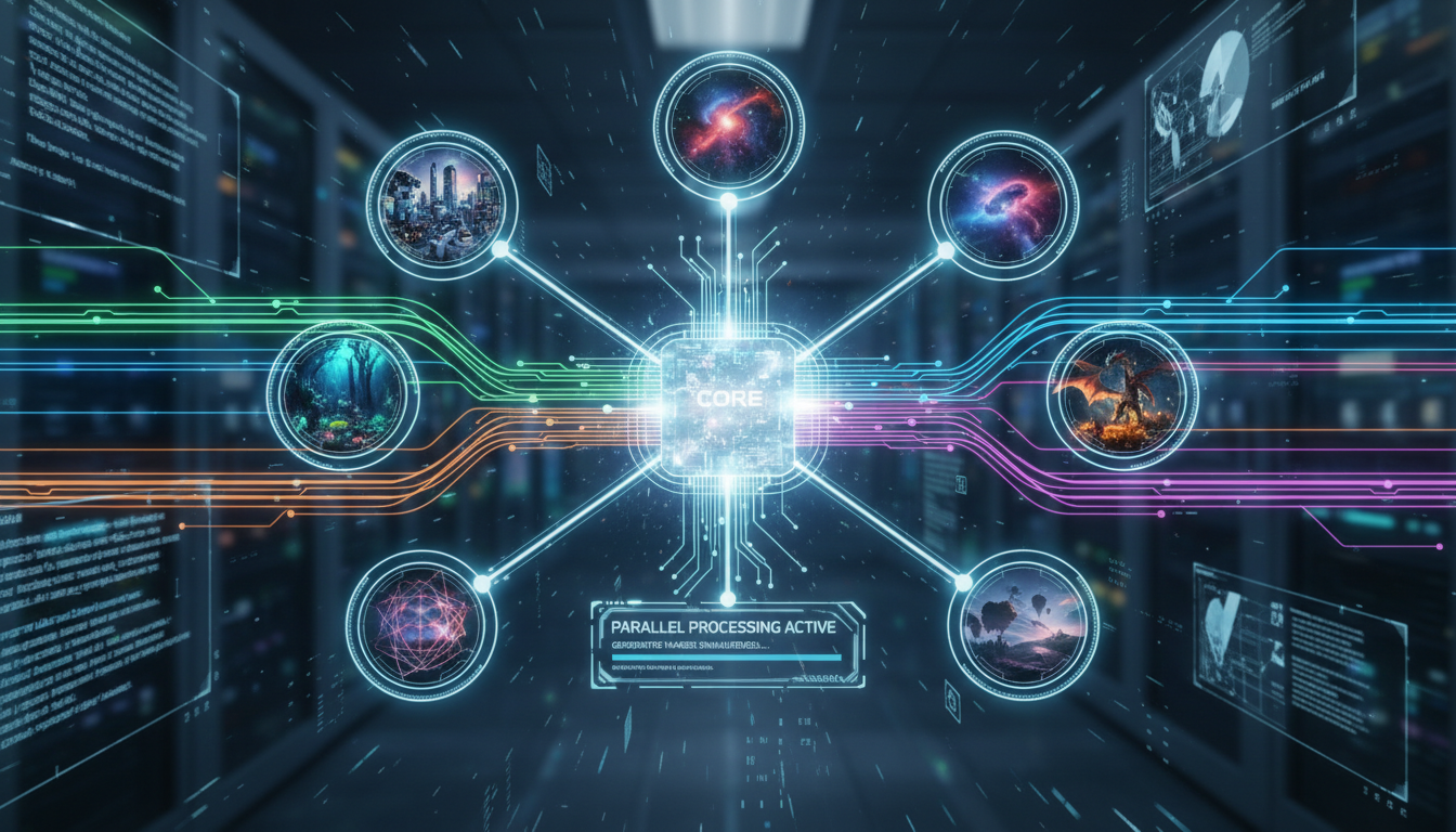 Multiple image generation parallel processing visual