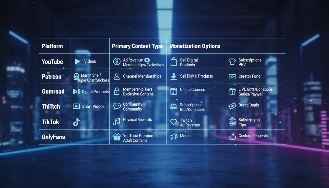 Creator platform monetization options