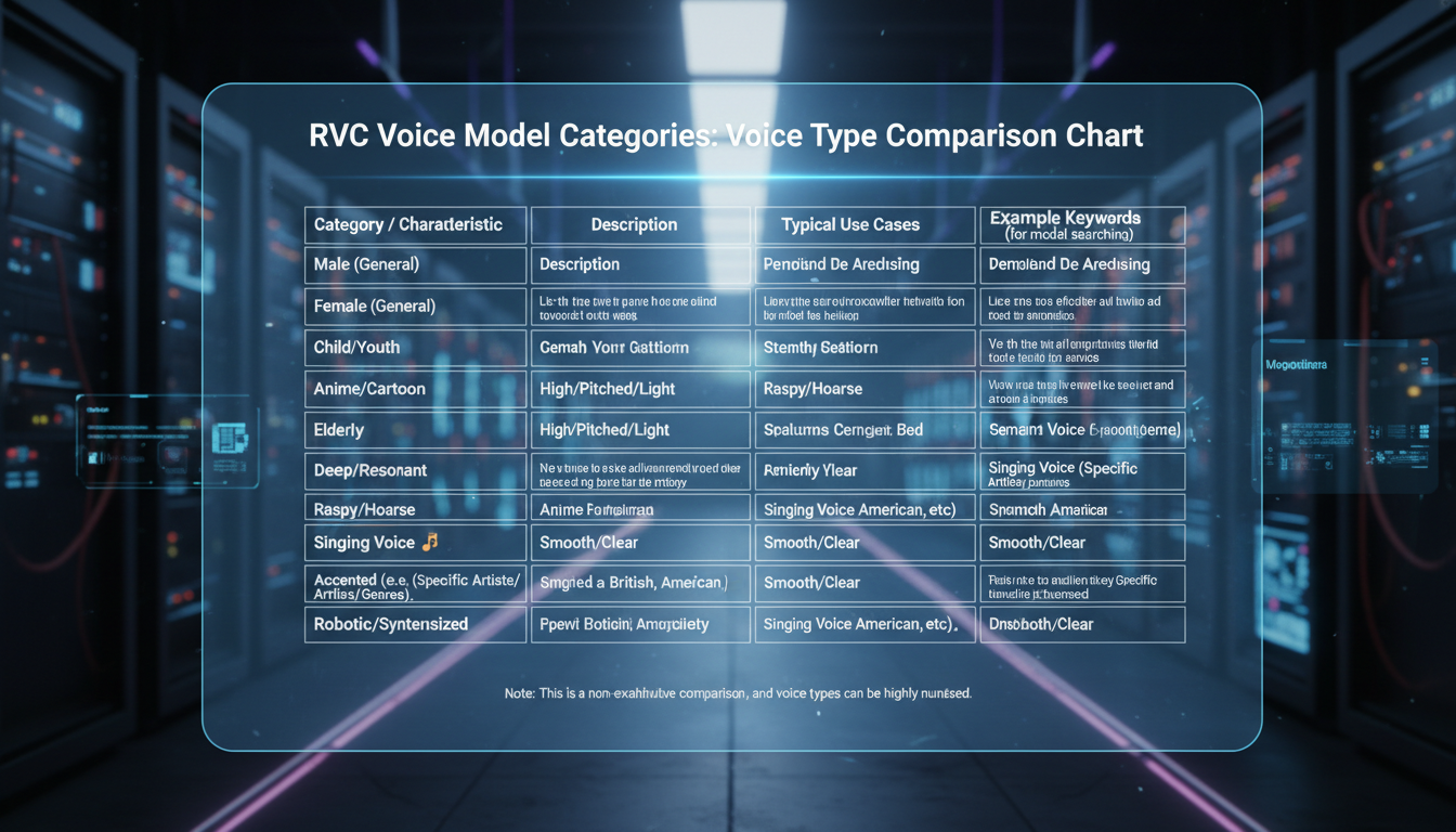 RVC voice model categories
