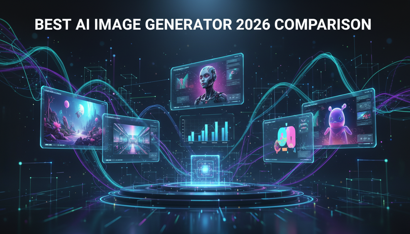 Comparison of the best AI image generators in 2026 showing side-by-side outputs