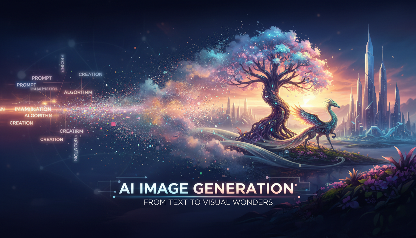 Visualization of AI image generation process from text prompt to final image