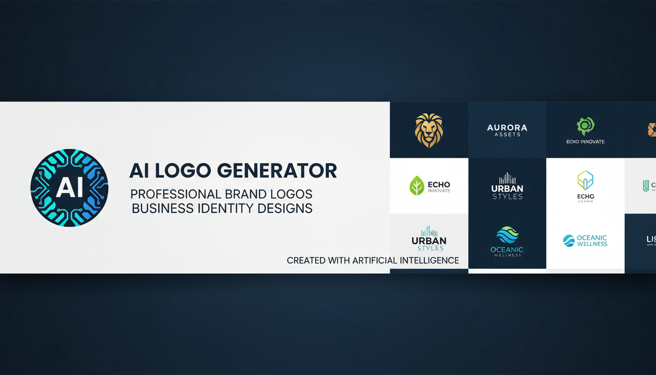 AI logo generator creating professional brand logos and business identity designs with artificial intelligence