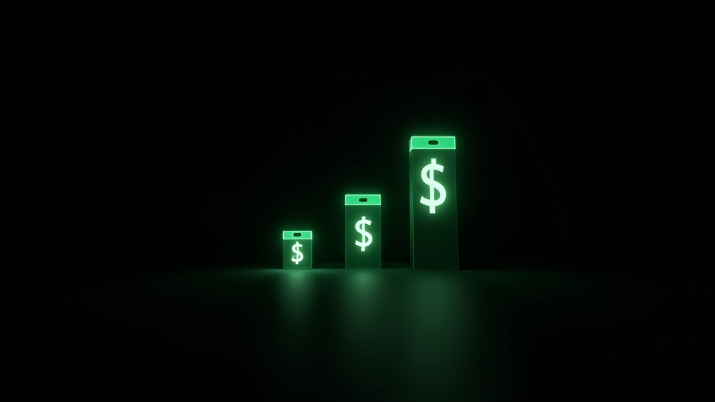 Pricing tiers with neon green edges on black background