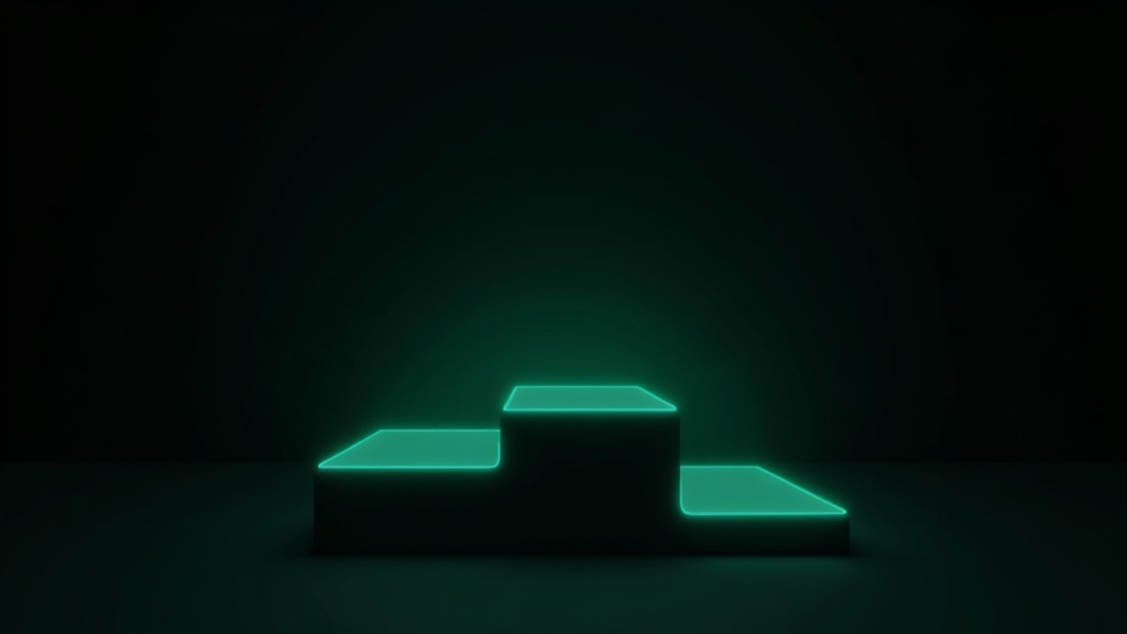 Platform comparison dashboard with neon indicators on black background