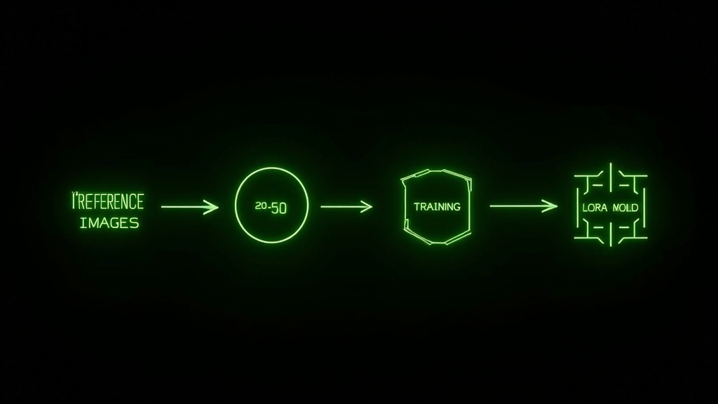 LoRA training process from reference images to model