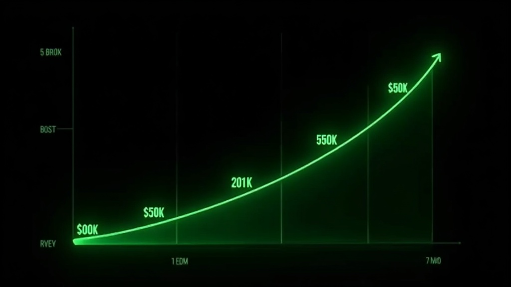 Revenue growth from $0 to $50K over 14 months