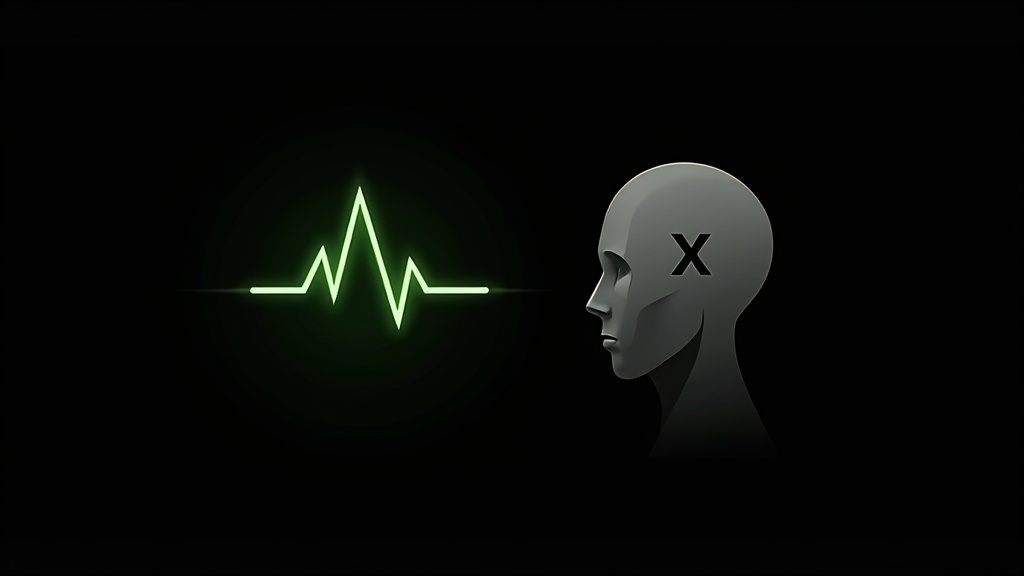 Human vs robot chat bubbles in neon green on black background