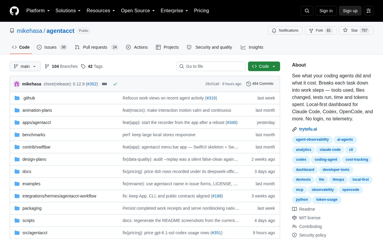agentacct is a local dashboard for coding agent activity and cost