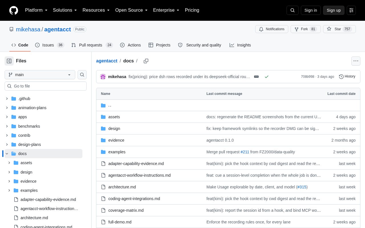 agentacct: From installation to a work receipt